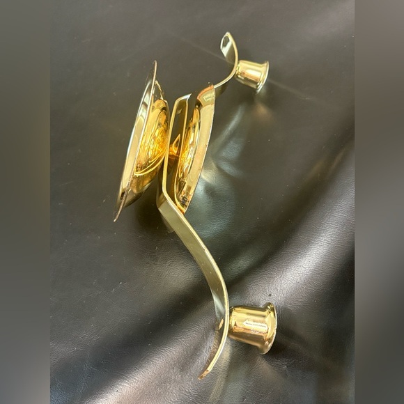 Brass Unity Candle Holder Holds 2 Taper 1 Pillar Brass W Gold Finish 12.5 Inches - Picture 8 of 10